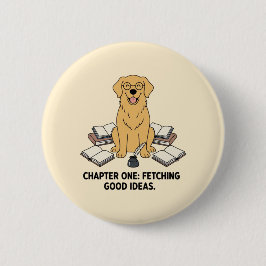 Golden Retriever Schriftsteller Süße Bücher Tinten Button