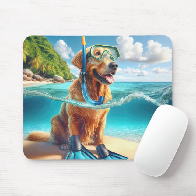 Golden Retriever Scuba Diver Mousepad (Mit Mouse)