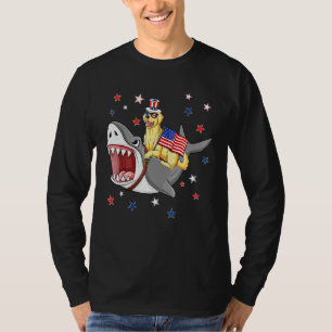 Golden Retriever Shark 4th Of July Dog Mom Dad Pup T-Shirt