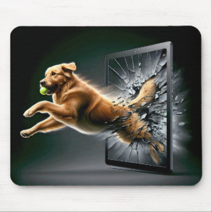 Golden Retriever Shatter einen Tablet-Bildschirm Mousepad
