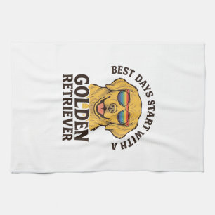 Golden Retriever-Shirt mit Retro-Sonnenbrille Hund Geschirrtuch