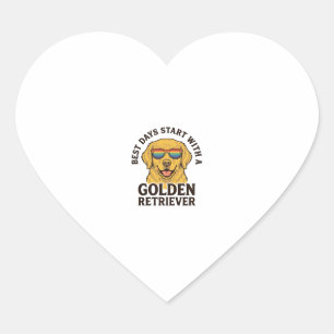 Golden Retriever-Shirt mit Retro-Sonnenbrille Hund Herz-Aufkleber