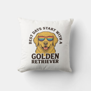 Golden Retriever-Shirt mit Retro-Sonnenbrille Hund Kissen