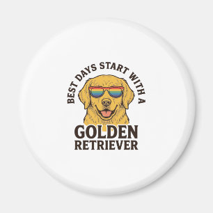 Golden Retriever-Shirt mit Retro-Sonnenbrille Hund Magnet