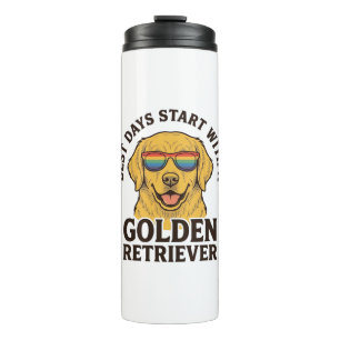 Golden Retriever-Shirt mit Retro-Sonnenbrille Hund Thermosbecher