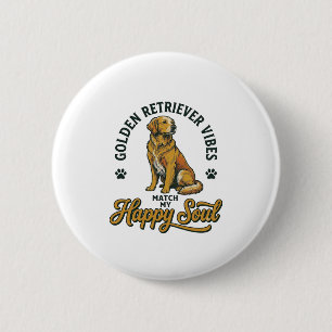 Golden Retriever-Shirt Vintage-Gravur Hunde-Liebha Button