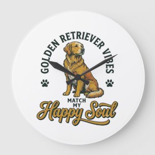 Golden Retriever-Shirt Vintage-Gravur Hunde-Liebha Große Wanduhr