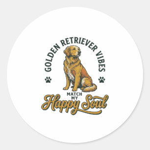 Golden Retriever-Shirt Vintage-Gravur Hunde-Liebha Runder Aufkleber