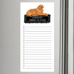 Golden Retriever Shopping List Magnetic Notepad Magnetischer Notizblock<br><div class="desc">Liebliche Sachen,  um den Golden Retriever Hund mit einem schwarzen Chalkboard Rahmen personalisiert mit Ihrem Namen zu holen.</div>