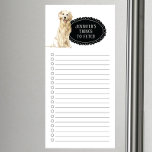 Golden Retriever Shopping List Magnetischer Notizblock<br><div class="desc">Liebliche Sachen,  um den Golden Retriever Hund mit einem schwarzen Chalkboard Rahmen personalisiert mit Ihrem Namen zu holen.</div>