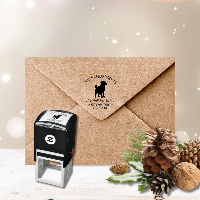 Golden Retriever Silhouette Address Permastempel (Golden retriever self inking return address stamp)