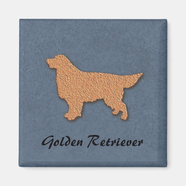 Golden Retriever Silhouette auf Blue Magnet (Vorne)