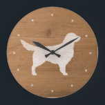 Golden Retriever Silhouette Große Wanduhr<br><div class="desc">Golden Retriever Lover's Wall Clock. Holzdesign ist bedruckt,  nicht echtes Holz.</div>