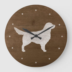 Golden Retriever Silhouette Große Wanduhr