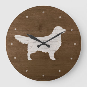 Golden Retriever Silhouette Große Wanduhr