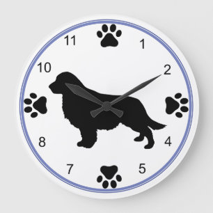 Golden Retriever Silhouette Große Wanduhr