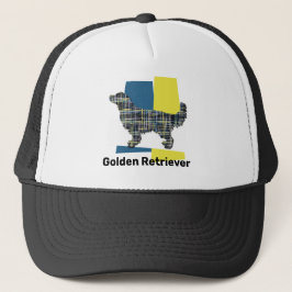 Golden Retriever Silhouette Hund Tricolor Grid Truckerkappe