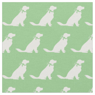 Golden Retriever Silhouette Pet Sage Green Stoff