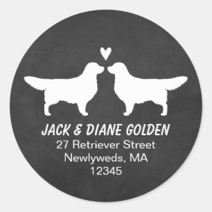 Golden Retriever Silhouette Rücksendeadresse Runder Aufkleber
