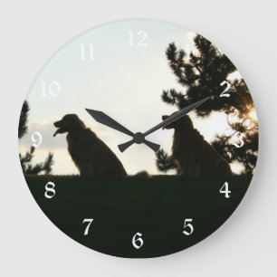 Golden Retriever Silhouette Wall Clock Große Wanduhr