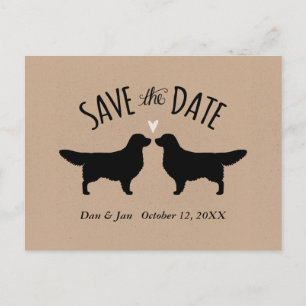 Golden Retriever Silhouetten Hochzeit Save the Dat Ankündigungspostkarte