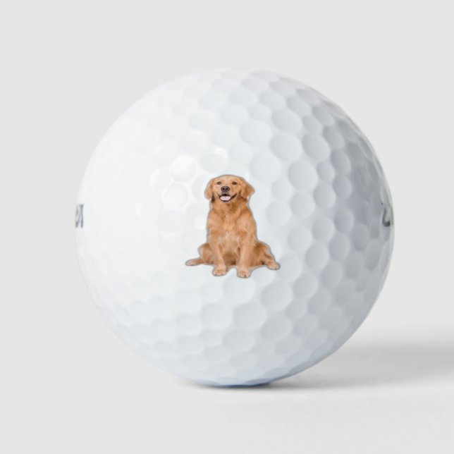 Golden Retriever Sitting - Adorable Design Golfball (Vorderseite)