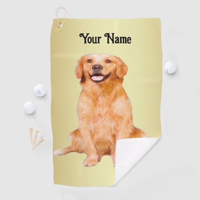 Golden Retriever Sitting - Adorable Design Golfhandtuch (Insitu)