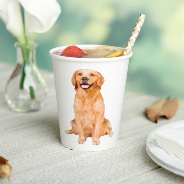 Golden Retriever Sitting - Adorable Design Pappbecher (In Situ)