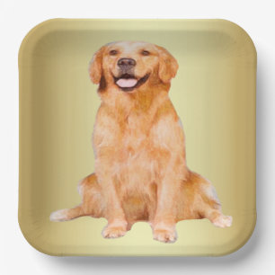 Golden Retriever Sitzen Pappteller