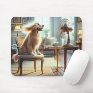 Golden Retriever sitzend vor dem Lüfter Mousepad