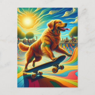 Golden Retriever Skateboarding Postkarte