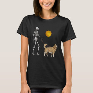 Golden Retriever Skelett Hund Gehen Halloween Kost T-Shirt