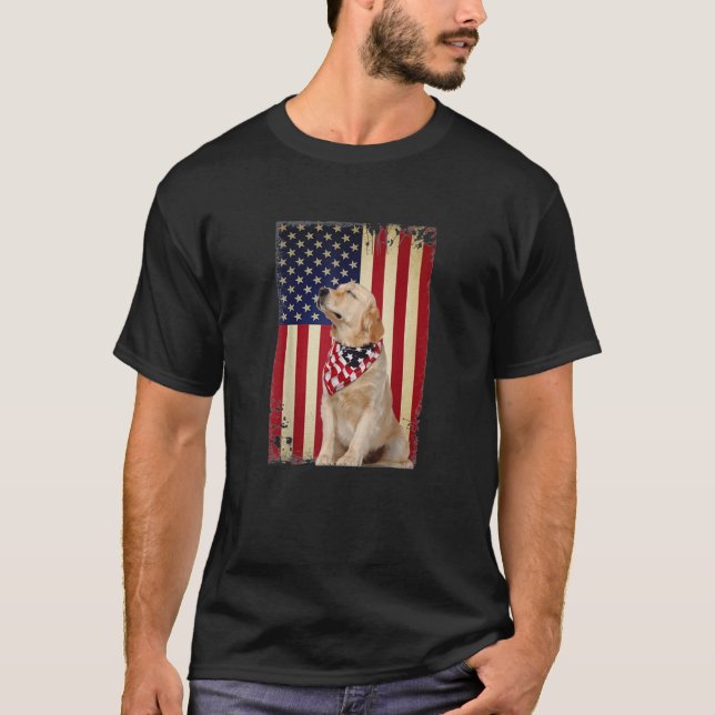 Golden Retriever Smile Flag T Shirt, Golden Retrie T-Shirt (Vorderseite)