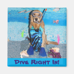 Golden retriever Snorkeler Tauchen-Recht herein Magnet