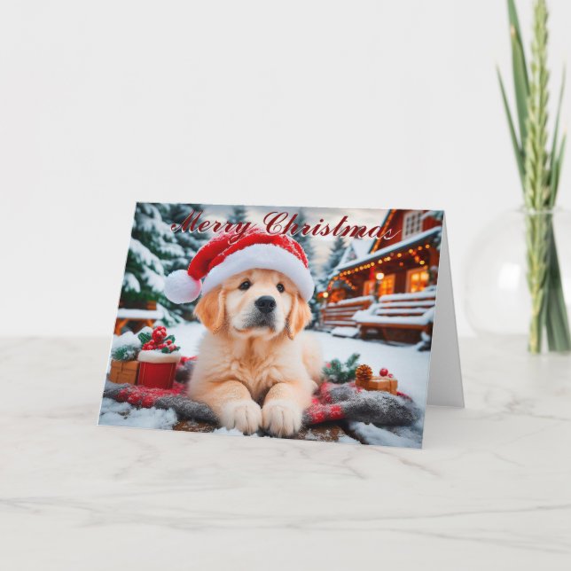 Golden Retriever Snow Welppy Weihnachtskarte Karte (Vorderseite)