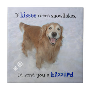 Golden Retriever Snowflake Kisses Fliese
