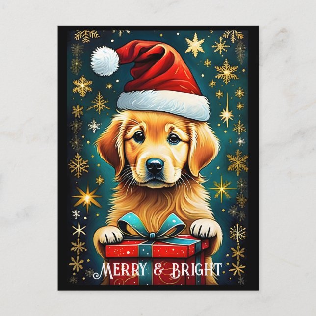 Golden Retriever Snowflakes Santa Dog Postkarte (Vorderseite)