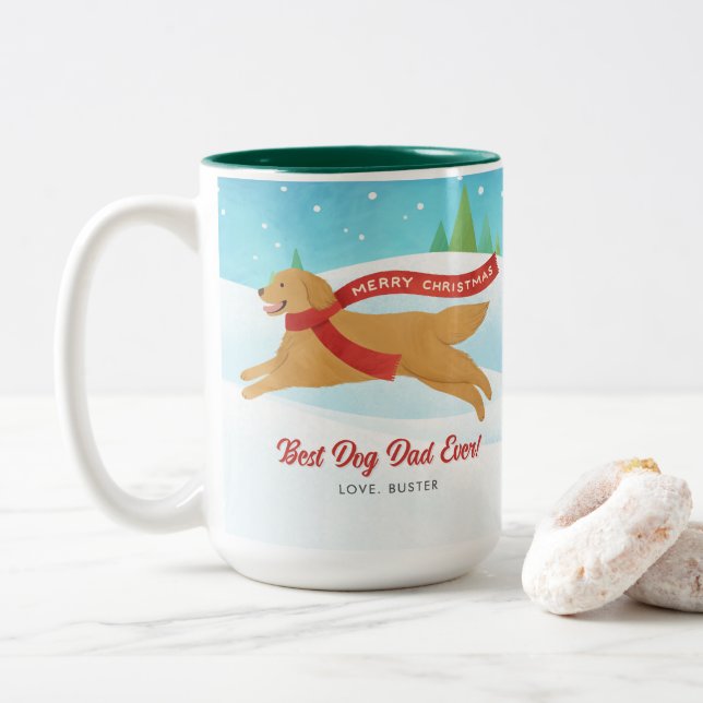 Golden Retriever Snowy Christmas Tasse (Mit Donut)