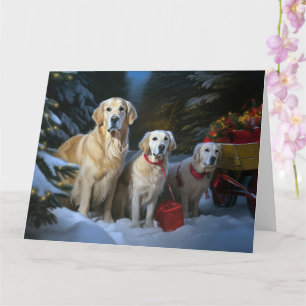 Golden Retriever Snowy Sleigh Weihnachtsdekor Karte