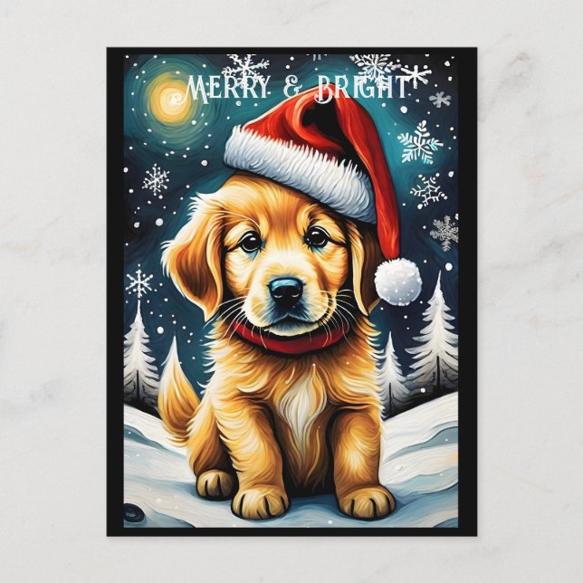 Golden Retriever Snowy Weihnachten Weihnachtsfeier Postkarte (Vorderseite)