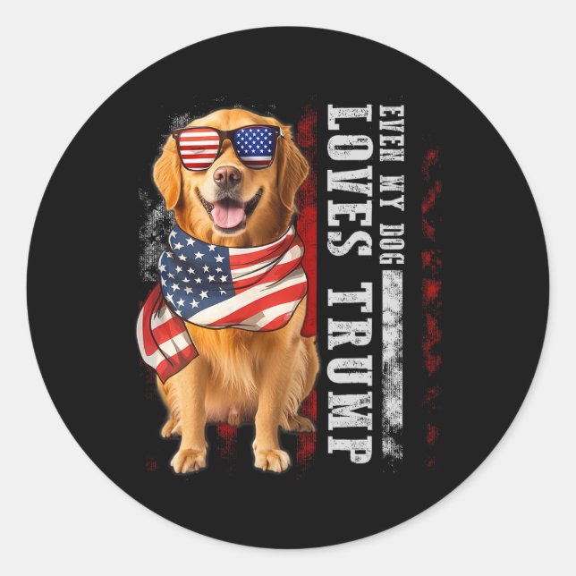 Golden Retriever sogar meine Hunde Lieben Trump Fu Runder Aufkleber (Vorderseite)