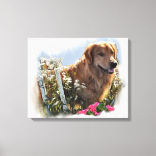Golden Retriever Sommergarten Leinwanddruck