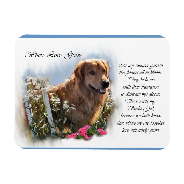 Golden Retriever Sommergarten Magnet (Horizontal)