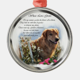 Golden Retriever Sommergarten Silbernes Ornament