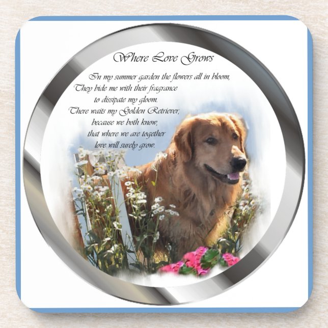 Golden Retriever Sommergarten Untersetzer (Vorderseite)