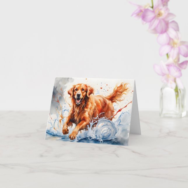 Golden Retriever Splash Frische Pasta machen Karte (Orchidee)