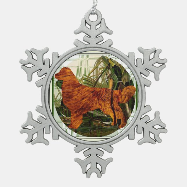 Golden Retriever Sporting Dog Schneeflocken Zinn-Ornament (Vorderseite)