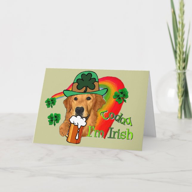 Golden retriever-St Patrick Tag Karte (Vorderseite)
