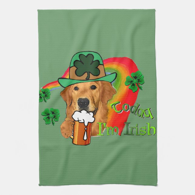 Golden Retriever St Patricks Day Handtuch (Vertikal)