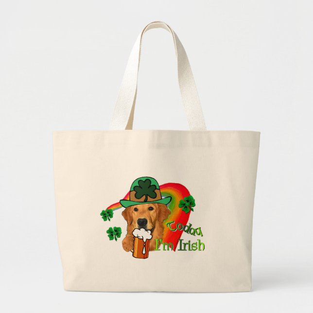 Golden Retriever St Patricks Day Jumbo Stoffbeutel (Vorne)